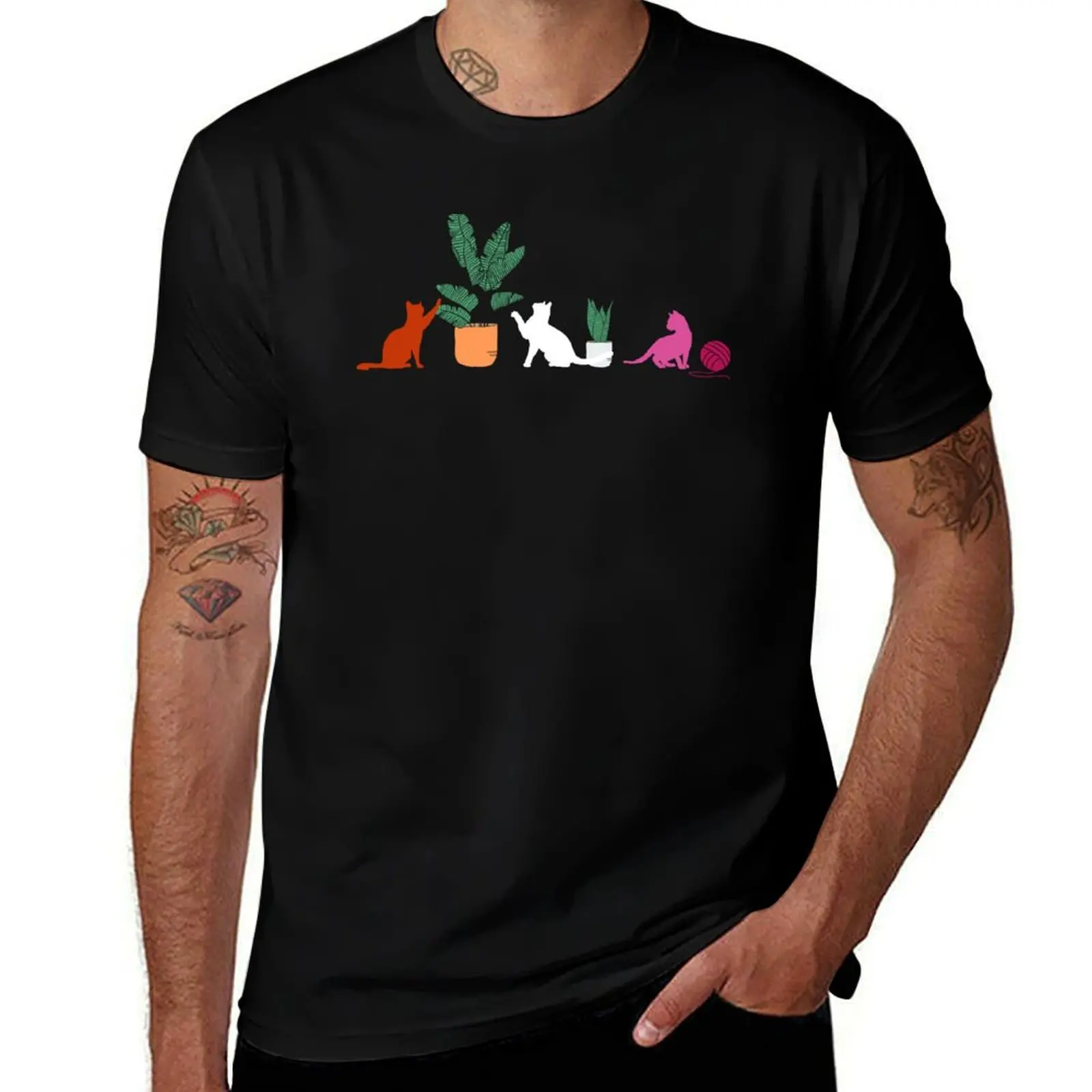 

Lesbian Cats and Plants. Lesbian Pride T-Shirt new edition anime stuff kawaii clothes funny gifts fitted t shirts for men
