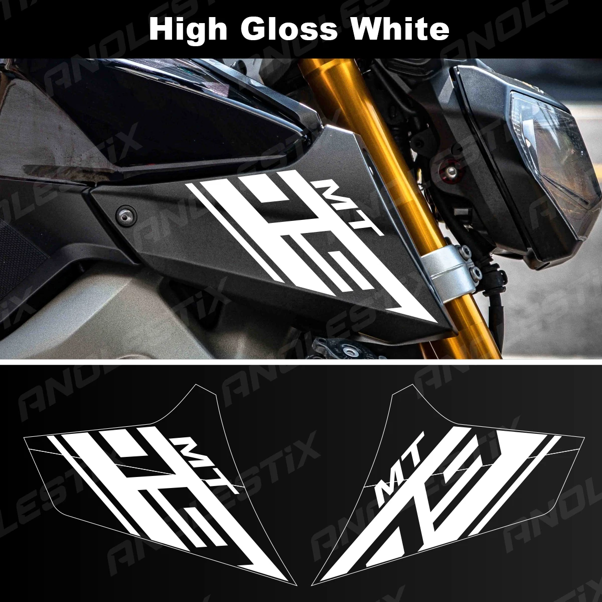 AnoleStix Reflective Motorcycle Logo Set Air Inlet Emblem Decals For YAMAHA MT09 MT-09 2013 2014 2015 2016 2017