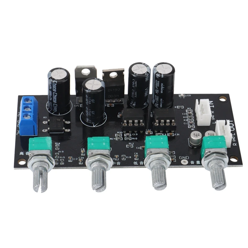 2X NE5532 Amplifier Tone Preamp Board Treble Bass Midrange Volume Tone Control Adjustment Pre-Amplifier, Fixed Version