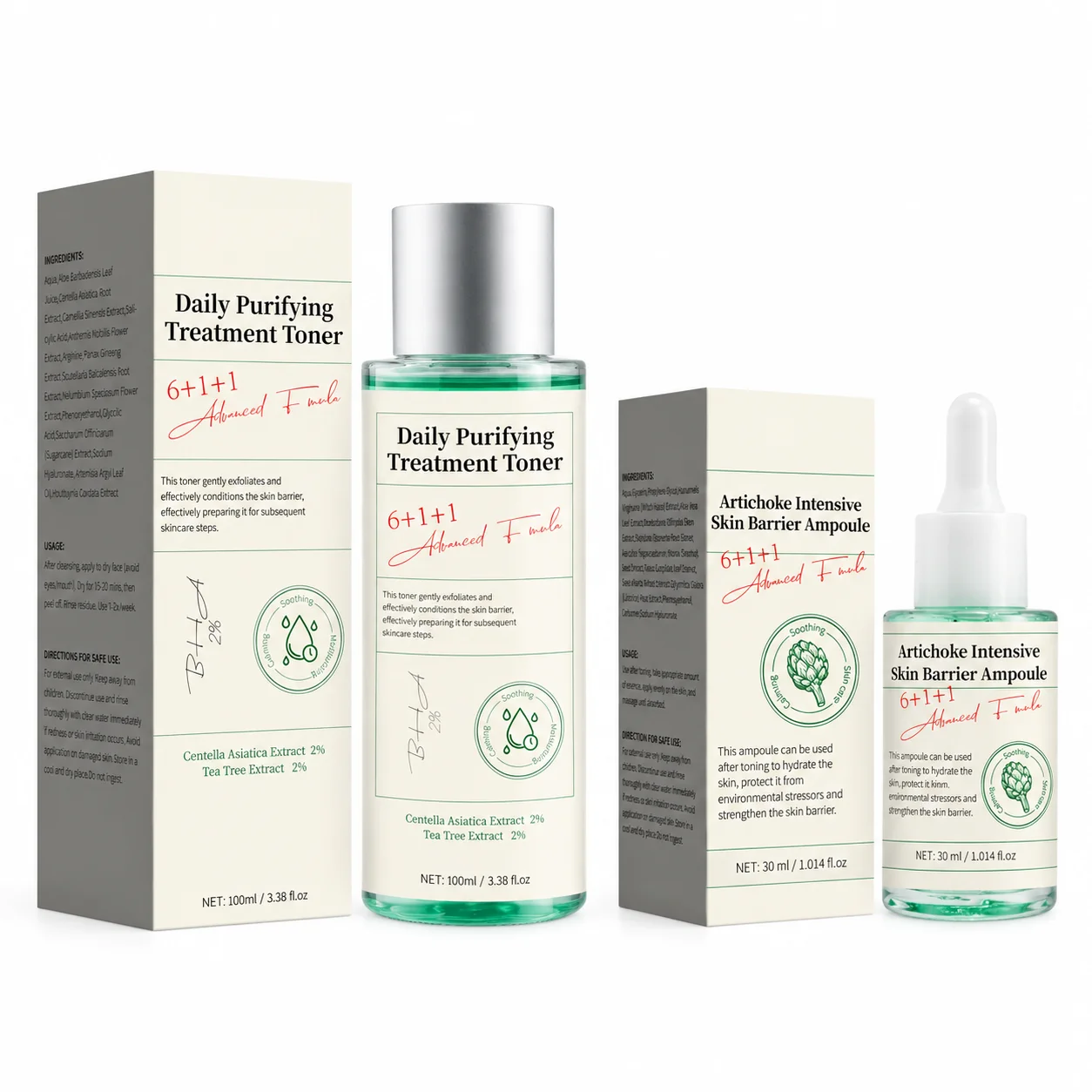 Artichoke Extract + Centella Asiatica Tea Tree Toner: A Balancing and soothing Facial Care Routine That Hydrates, Controls Oil,