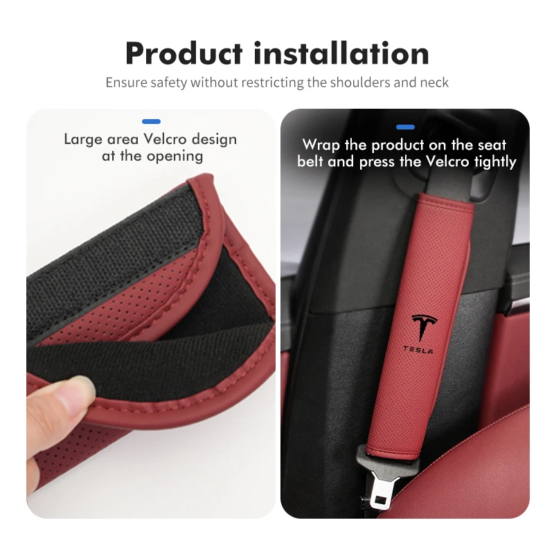 Car Perforated Seat Belt Shoulder Strap Cover Protection Pad For Tesla Model 3 Y S X Roadster