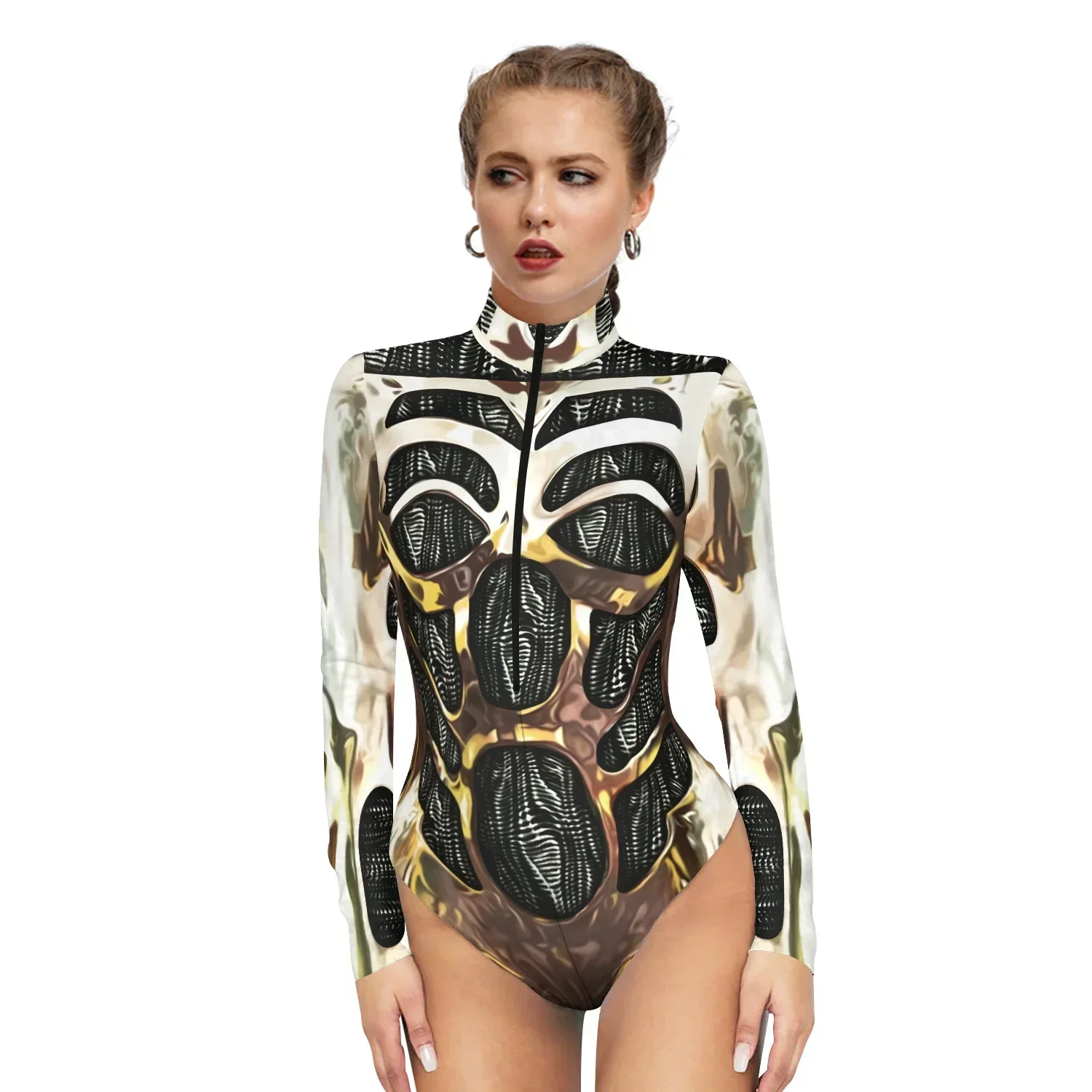 Smile Hero Drum Suit for Women, Robot Armor, Punk Cyberpunk Cosplay, 3D Print, Long Sleeve Swimsuit, Adult Halloween Costume