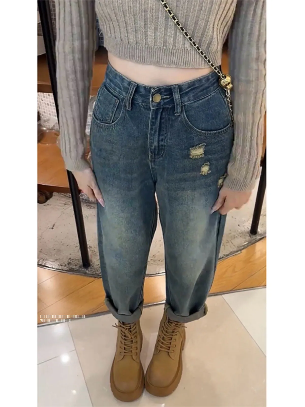 

Джинсы свободного кроя с высокой талией для мам, женские осенние новые брюки Харлан с грушей и облегающими бедрами, большой размер