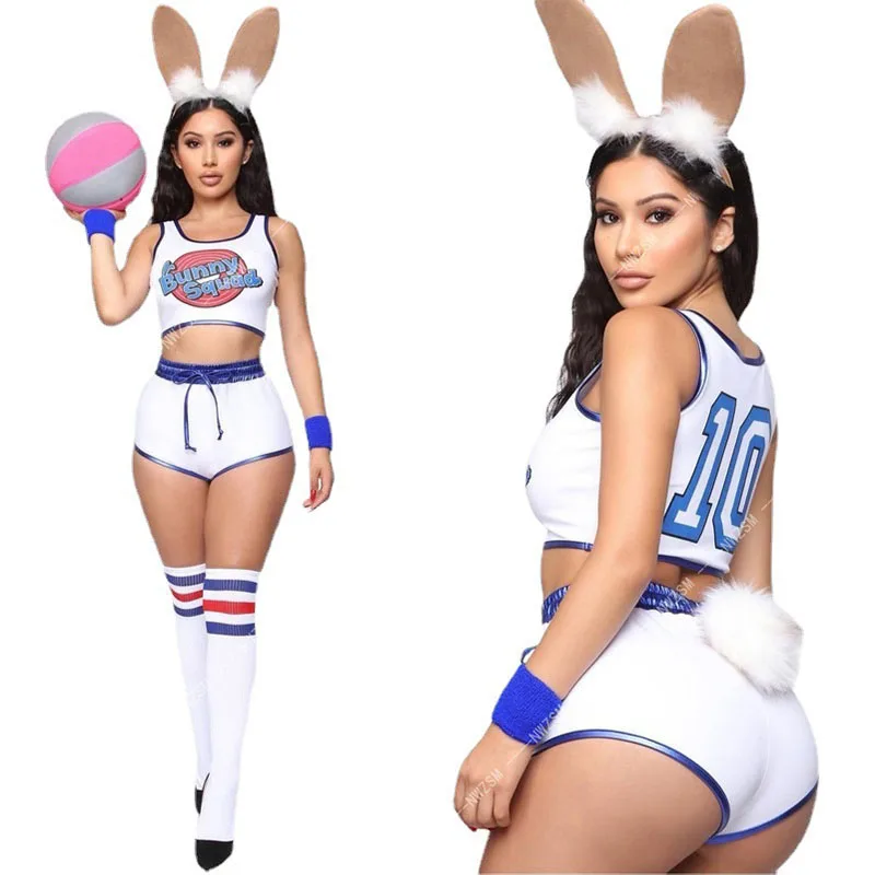 

Women's Rabbit Bunny Halloween Cosplay Costume vest with Shorts Headband Socks Suit Girl Basketball Costume Party Clothes
