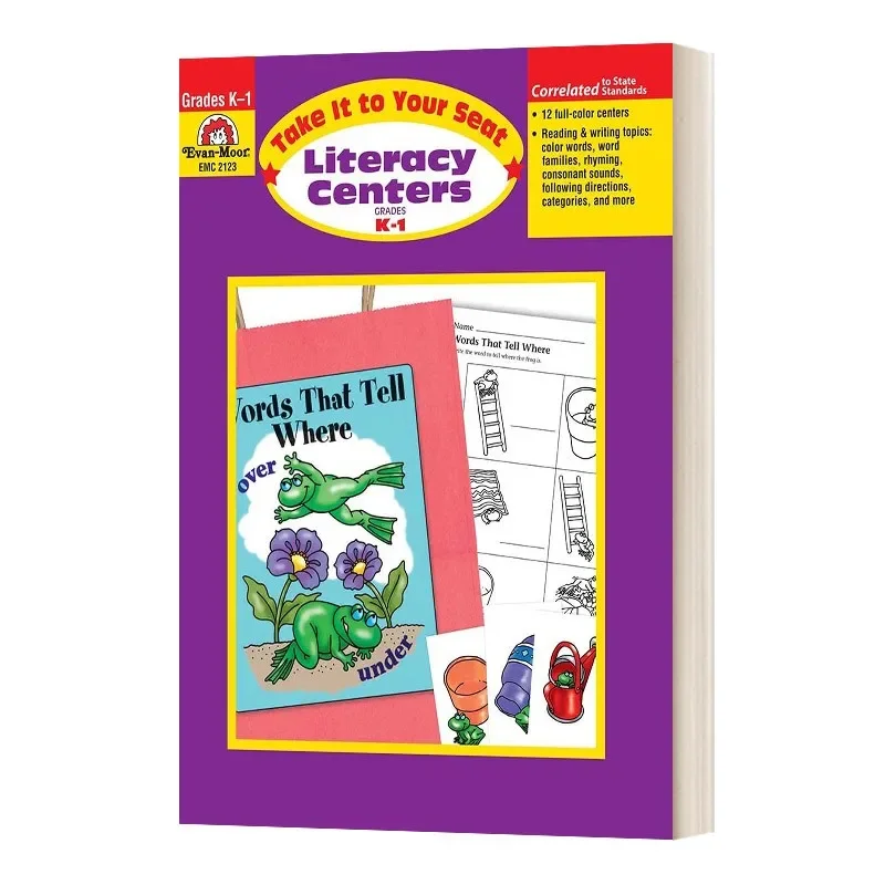 Evan-Moor Take It to Your Seat Literacy Centers, Grades K-1 Workbook,aged 4 5 6 7 5, English book 9781557999290