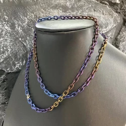 I-souled New Rainbow Titanium Chain Necklace 5.2 MM Industrial Style Jewelry Nice Gift