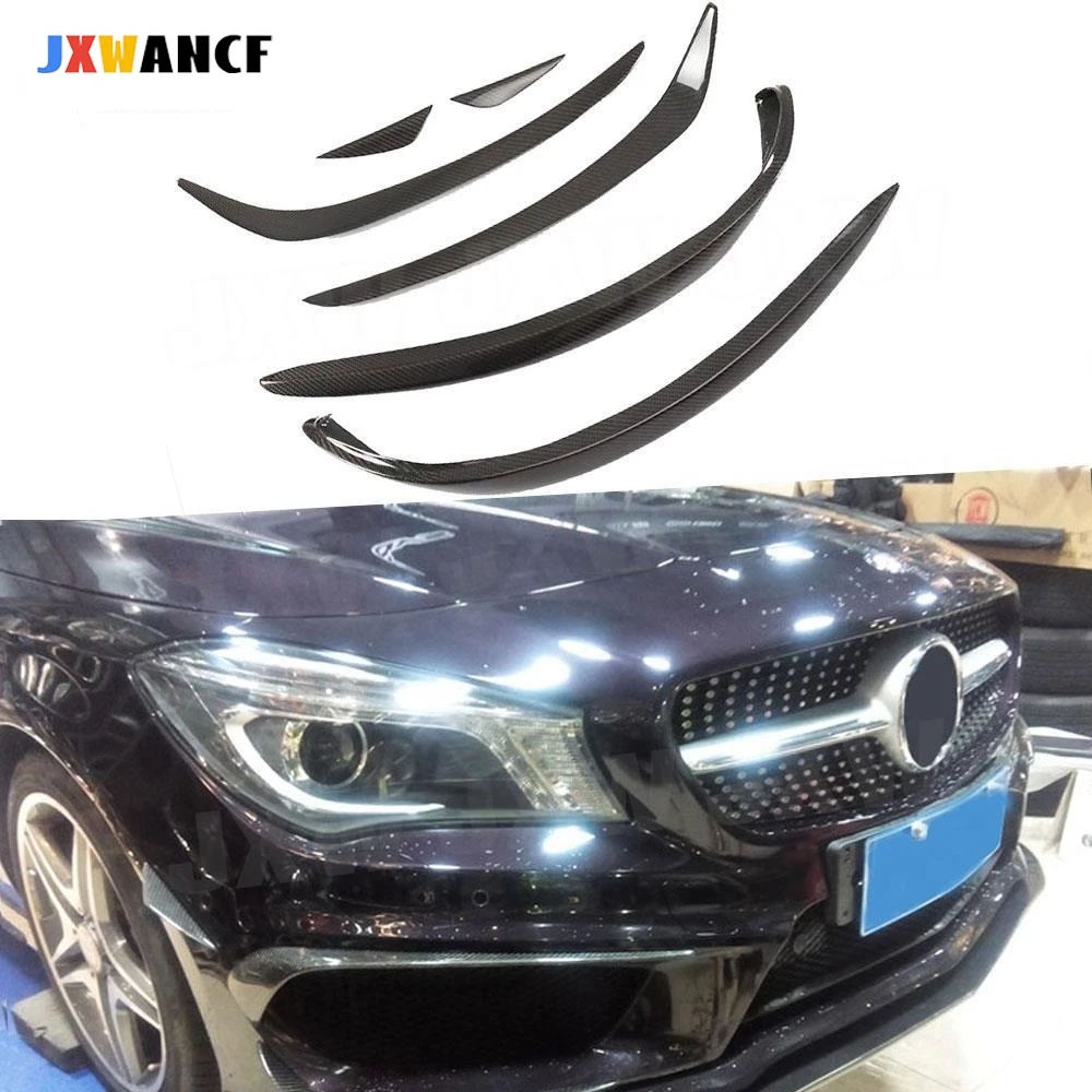 

JXWANCF Carbon Fiber Front Fog Lamp Air Knife Trim Splitter Strips For Benz CLA Class W117 C117 CLA200 CLA220 2017 2018 FRP