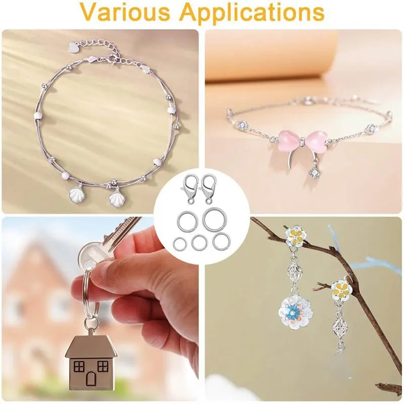 ABLK 1200 Pcs Jump Rings Jewelry Making Supplies Keychain Accessories With Pliers, Tweezers With Clasps