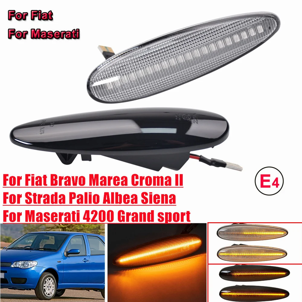 

LED Dynamic Car Blinker Side Marker Turn Signal Lights Lamp For Fiat Palio Albea Croma II Bravo Marea Maserati 4200 Accessories