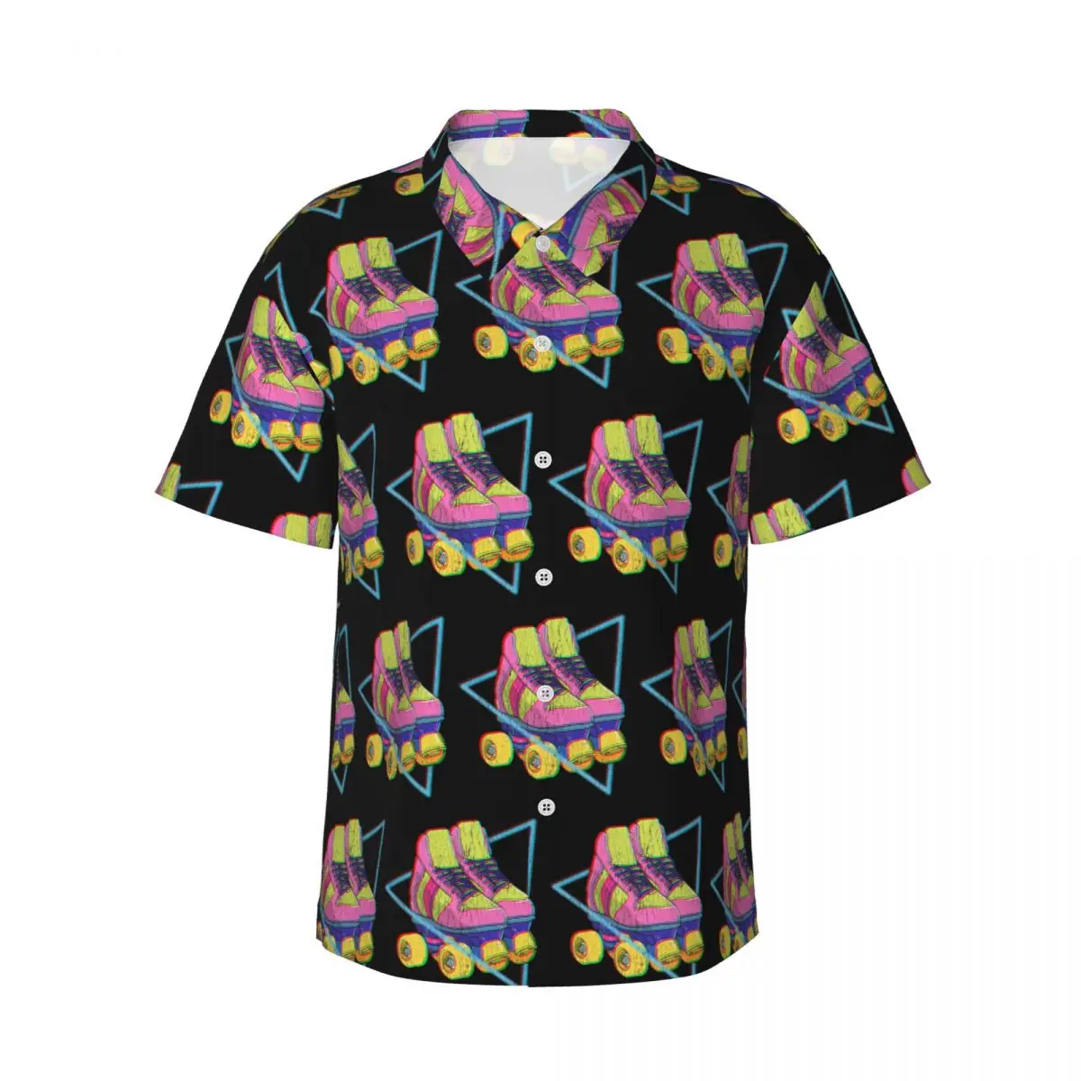 

Retro Roller Skates Colorful Men's Shirts Hawaiian Short Sleeve Shirt Casual Lapel Tops for Summer Beach