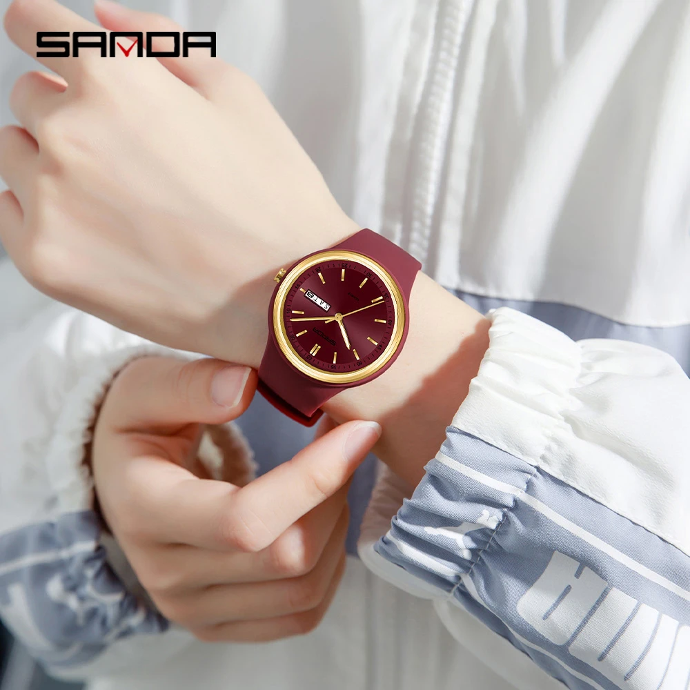 

SANDA Top Brand 6213 Female Student Fashion Leisure Simple Women's Dual Calendar Elegant Female Student Quartz Watch 2025
