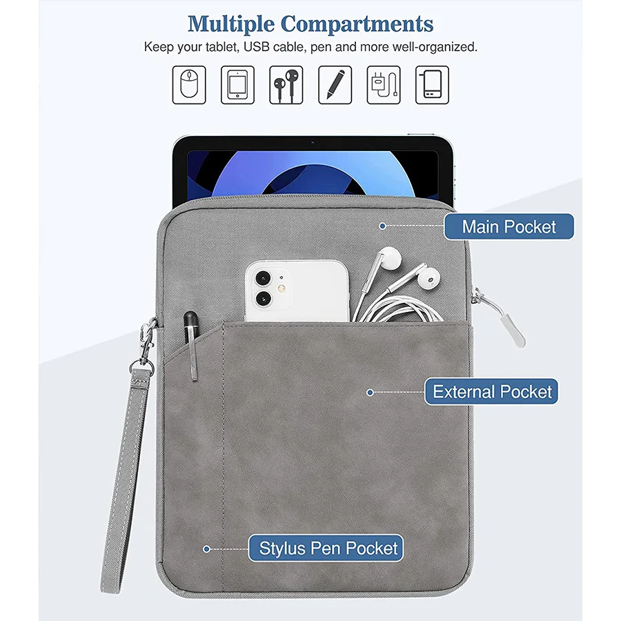 ل Tecno Megapad Pro اللوحي حقيبة الحبل حمل تخزين جيب البريدي الحقيبة مقاوم للماء كم المخملية بطانة مكافحة قطرة الوفير #2