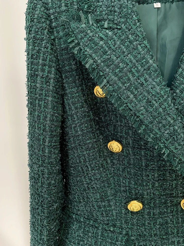 Il più nuovo cappotto invernale in Tweed di pregevole fattura Lady Office Slim aderente doppiopetto a maniche lunghe Blazer da donna