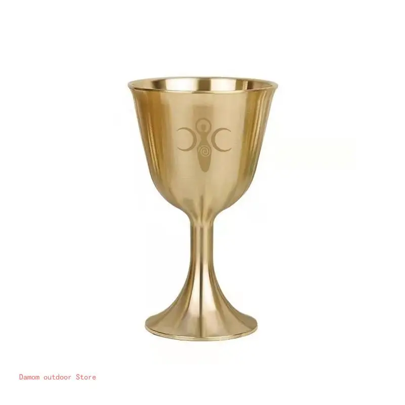 Ritual Cup Triple Moon Altar Goblet Altar Chalic cca Goldplating Brass