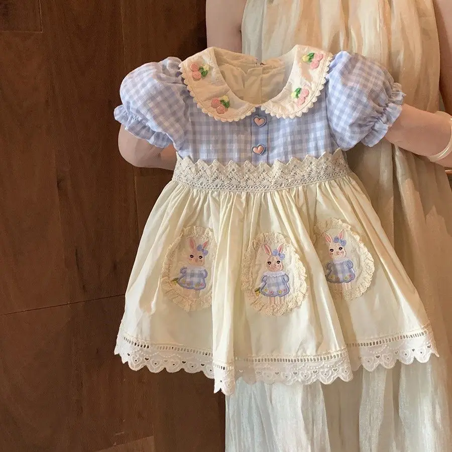 Summer 2025 New Style Girls' Lolita Princess Dress for Young Children, Chic and Sweet Holiday Dress for Baby Girls.