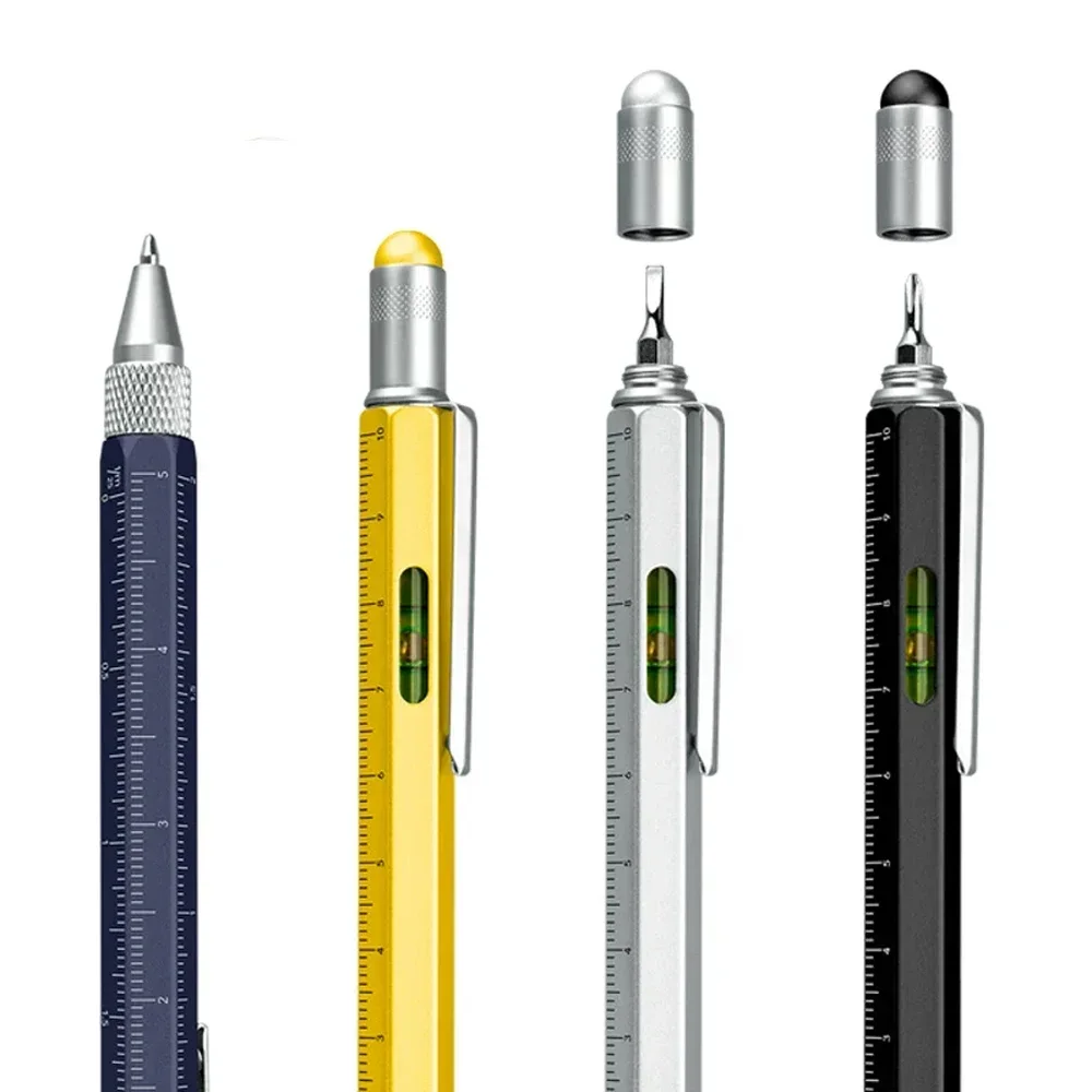 Modern Multi functional pen tool pens Metal Student Signature Ballpoint Pen 0.7mm nib Capacitive pen level gauge