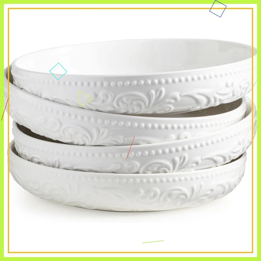 

Набор керамических мисок для пасты, 4 штуки, 50 унций, большие салатники, подходят для микроволновой печи и посудомоечной машины