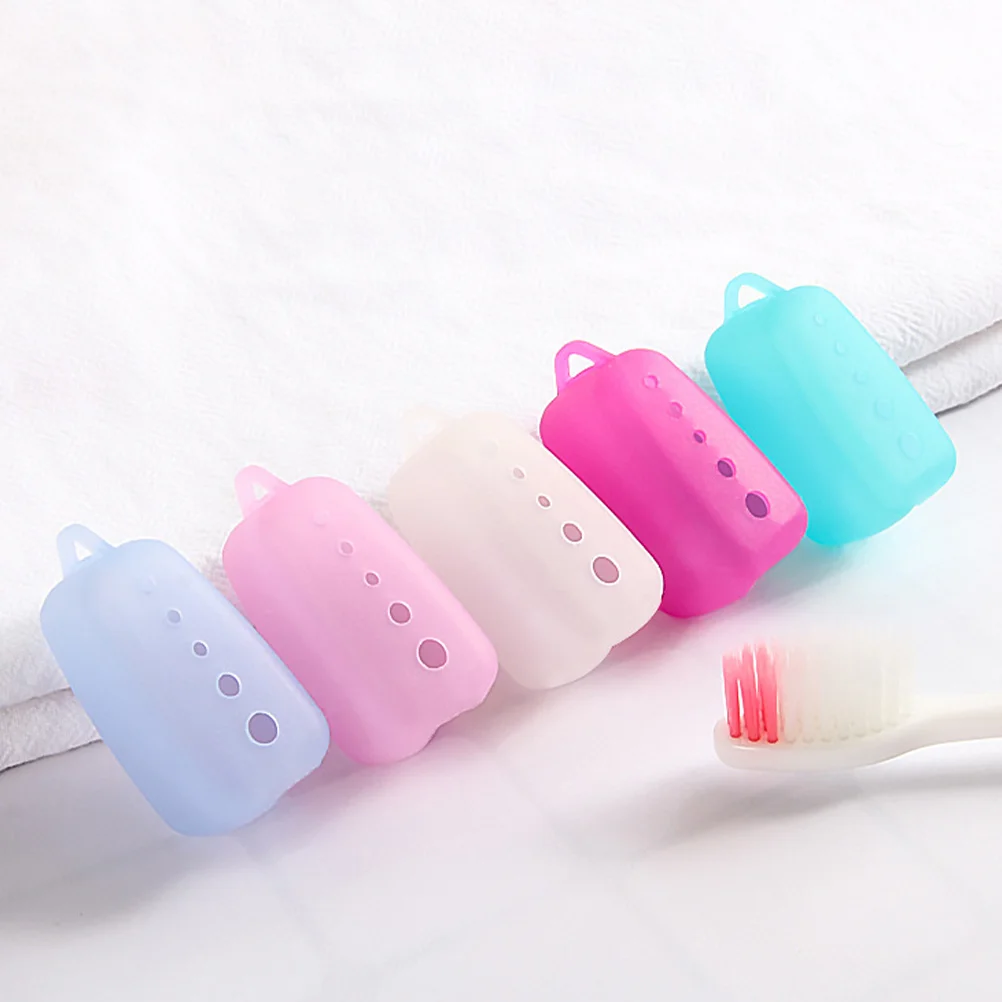 5 Pcs Toothbrush Dustproof Protective Cover Silicone Lids Travel Cap Covers Portable Lightweight Storage