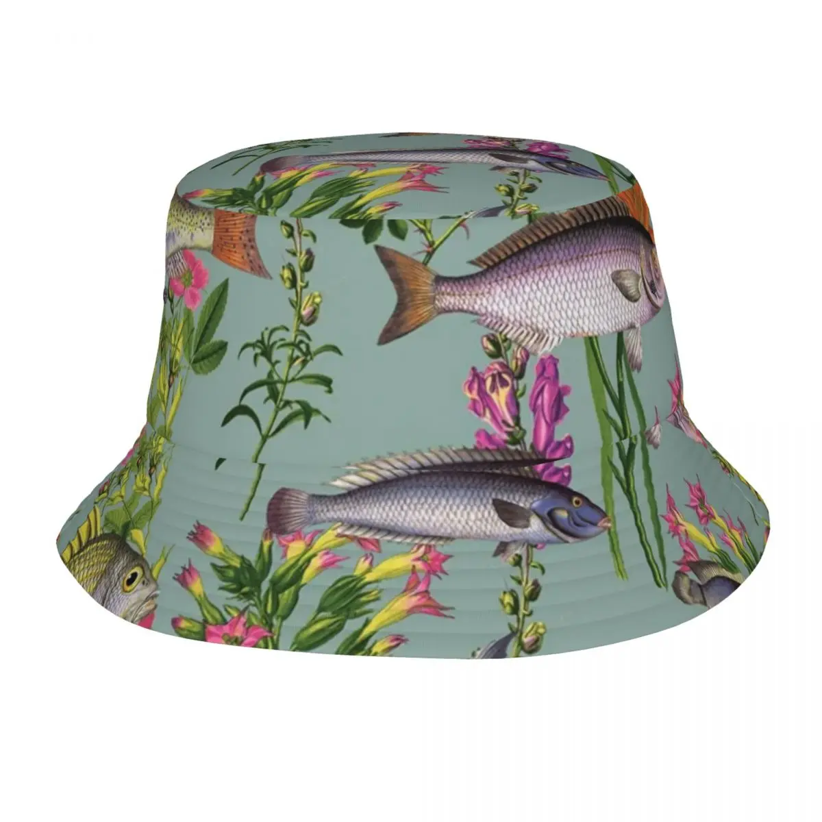 Wonderful Fishes Print Bucket Hat Bob Fisherman Cap Outdoor Travel Sun Visor Fashion Panama