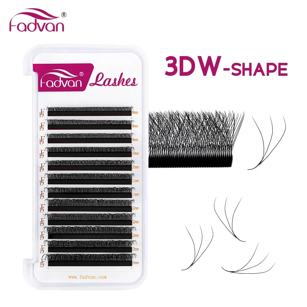 Fadvan 3D W Lashes 0.07 D Premade W Fan Lash Extensions Natural Soft Black W Style Lashes Faux Mink Individual Lashes