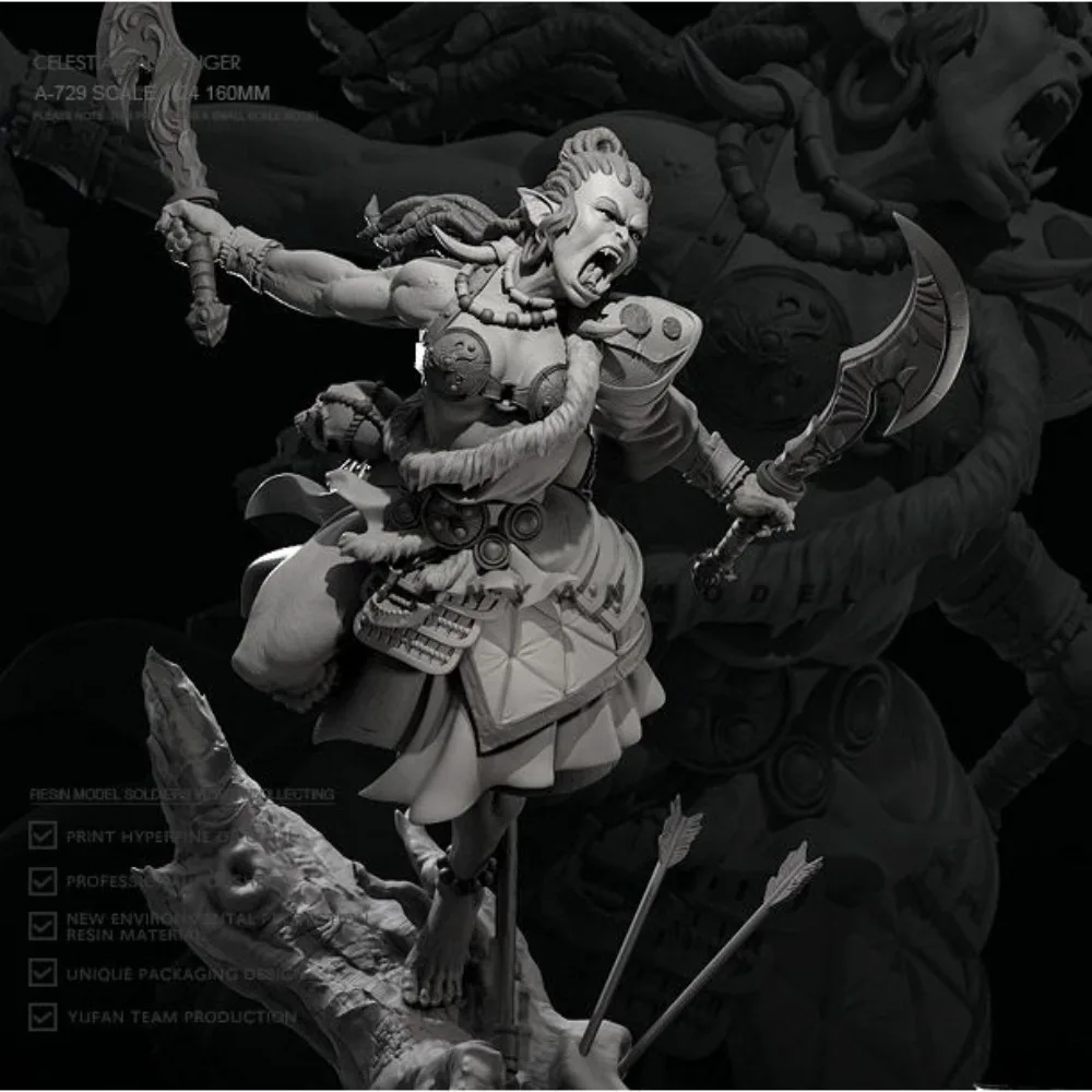 1/24 Raider Orc Female Warrior Resin Figurine 3D Printed Self-assembly DIY Coloring Miniatures Withe Models Figurines Gifts