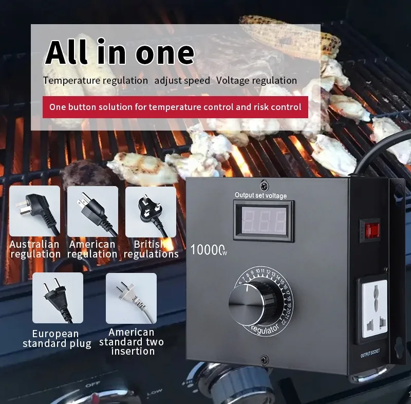 10000W SCR Dimmer Portable Speed Temperature Light Voltage Adjustable Regulator AC 220V Compact Variable Voltage Controller