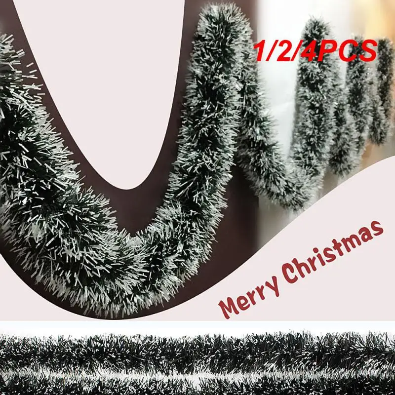 1/2/4PCS Christmas Dark Green Ribbon Decoration Christmas Tree Ornaments White Dark Green Cane Tinsel Party Supplies Colorful