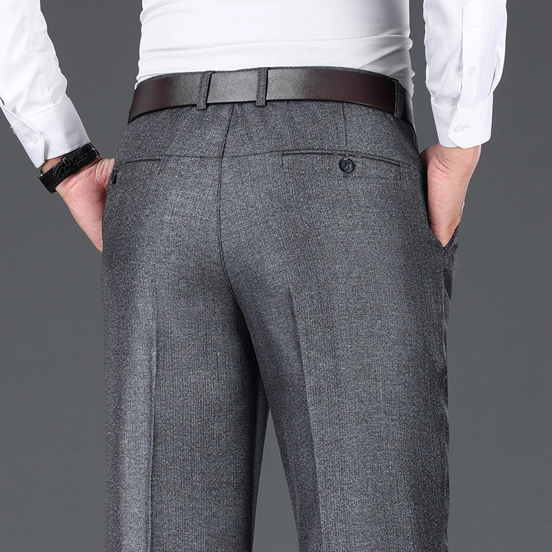 Classic Loose Suit Trousers Men's Autumn Thick Anti-wrinkle Draped Straight Middle-aged Elderly Business Office Casual Pants