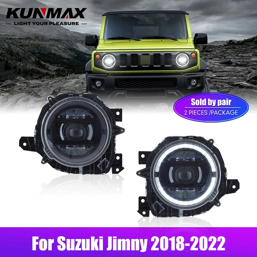 Pair Of LED Car Headlight Assembly For Suzuki Jimny 2018-2022 Headlights DRL Tuning Signal Plug And Play Front Head Lamp