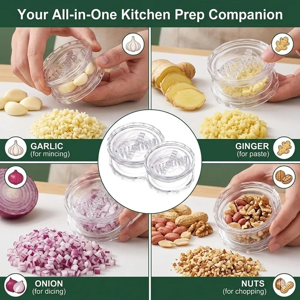 Transparent Plastic Garlic Crusher Handheld Multifunctional Garlic Press Manual Twisting Design Ginger Nut Cracker Crusher