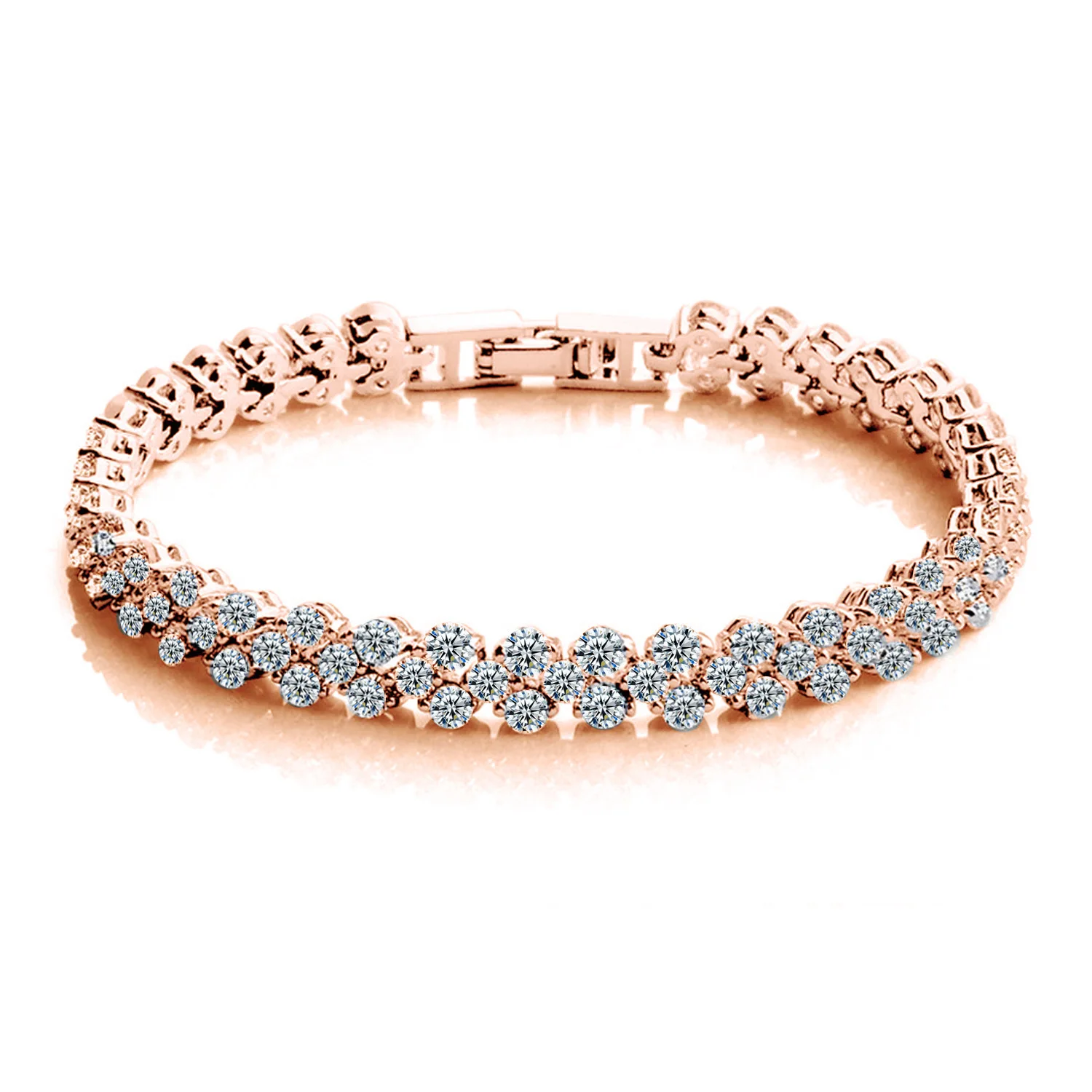 Damen Hip-Hop Kristall Tennis Armband AAA Zirkonia Silberkette Modischer Schmuck Valentinstag Geschenk – Detail 2