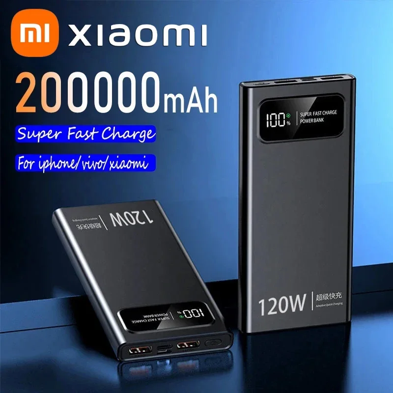 Xiaomi 200000 Power Bank mAh Batteria a ricarica super veloce da 120 W Display digitale ad alta capacità Power Bank per iPhone Samsung Huawei