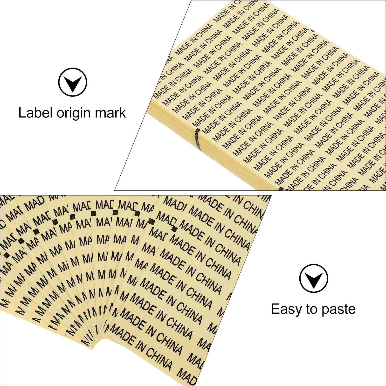 

4000Pcs Clear Background Black Word Made in China Labels Self Stick Waterproof Stickers for Importers Stores Smooth Surfaces