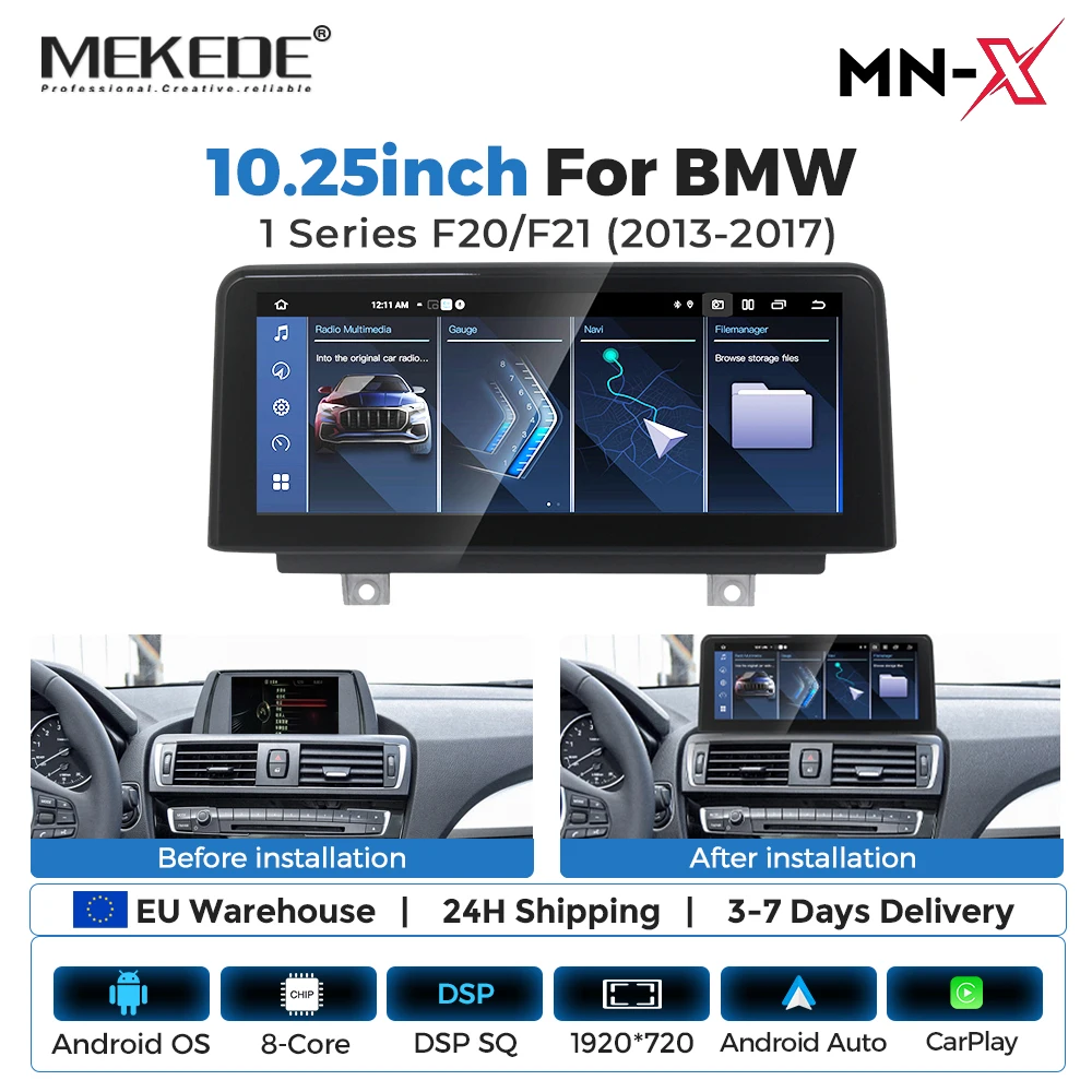 Carplay Wireless a 8 Core per BMW Serie 3/4 F20 F21 F22 F30 F31 F32 F33 F34 F36, Lettore Multimediale per Auto Android 15 con GPS Tutto-in-Uno