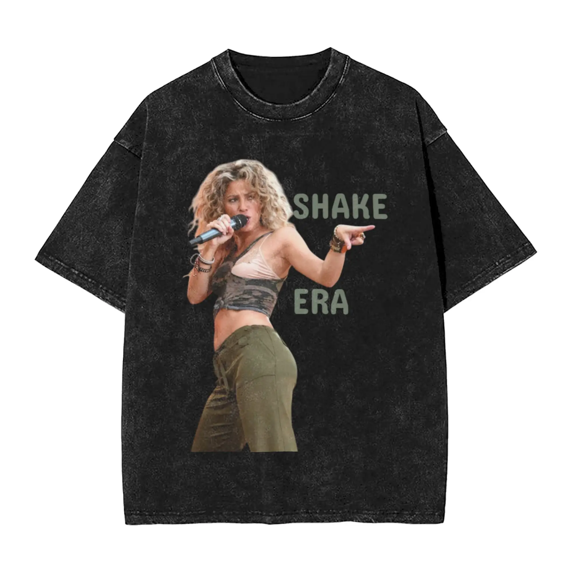 Shake Era  Shakiras Bold Stage Energy Washed T Shirt Streetwear Hip Hop T-Shirts  Tee Shirt for Men Women Short Sleeve Oversize