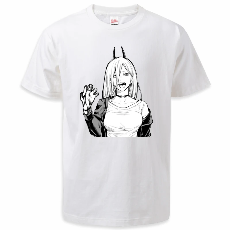 Hot Japanese Anime Manga Power Print Round Neck Oversized Womne Men T-Shirt Gift For Boy Chainsaw Man Short Sleve Clothes