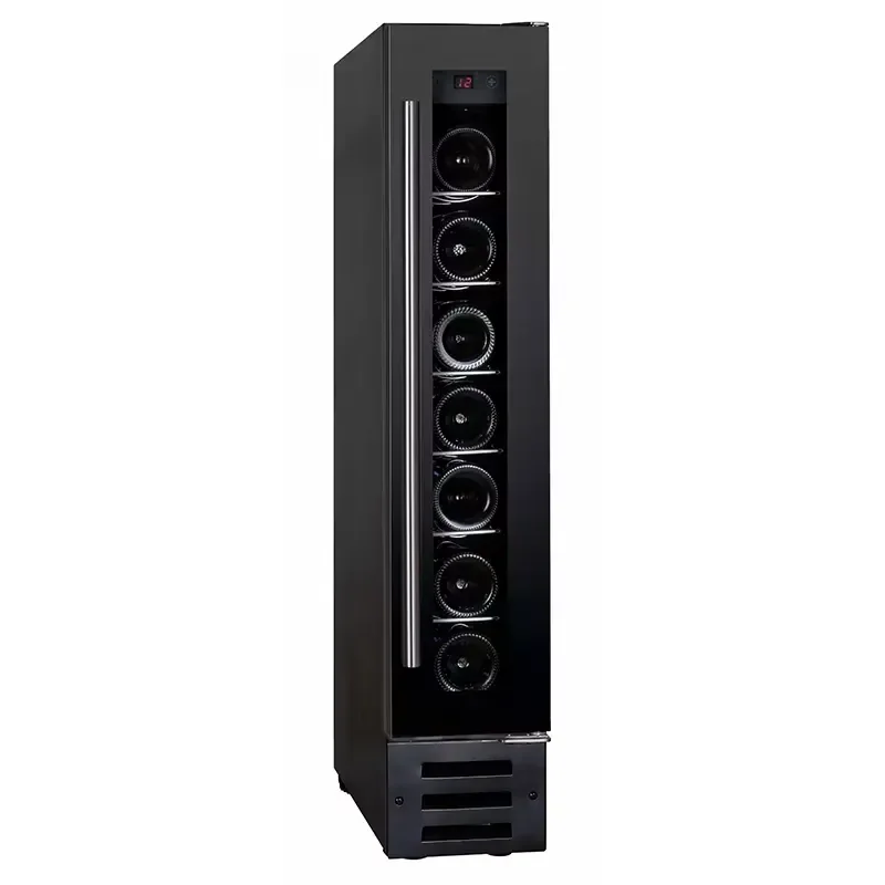 Vinopro 7 Bottles Wine Cellar Single Zone Compressor Wine Fridge Black Door Cabinet Wine Cooler
