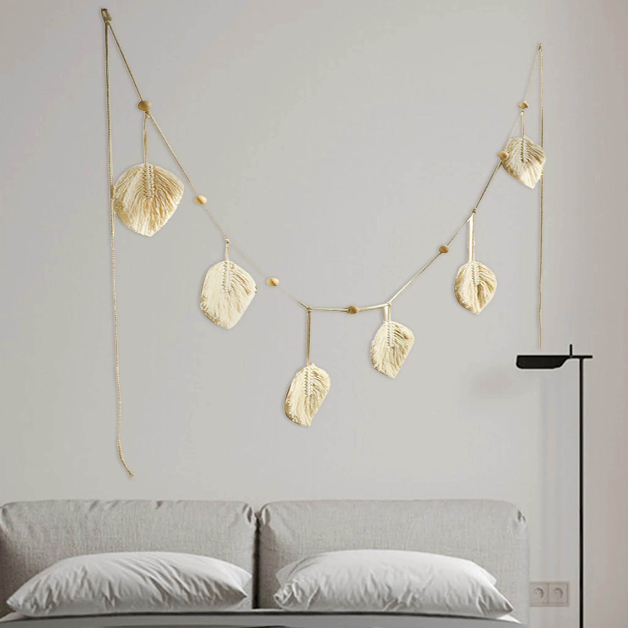 

1 Set Woven Tapestry Bohemian Decoration Leaf Shape Home Decor Boho Woven Tapestry Macrame Leaves Tapestry for Bedroom Apartment
