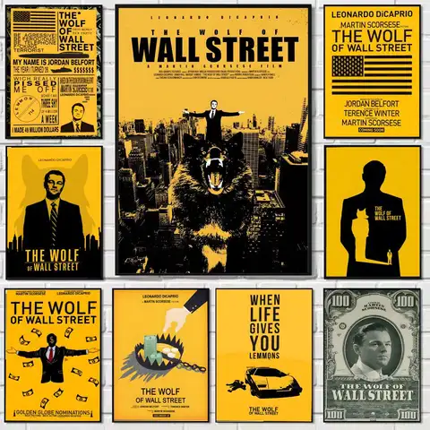 Película el lobo de Wall Street pintura caligrafía lienzo HD póster arte de pared interior pasillo decoración del hogar regalos de vacaciones