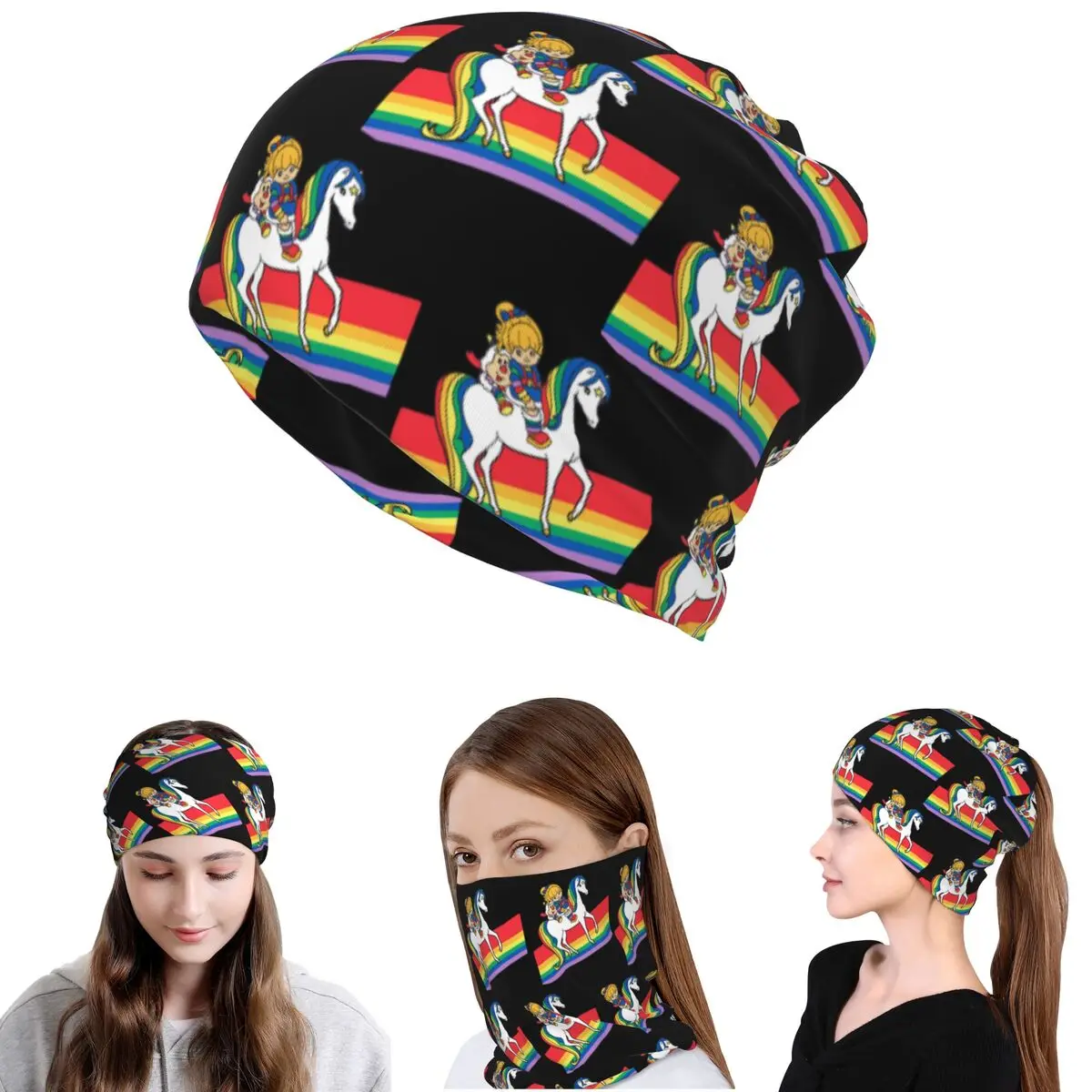 Rainbow Brite And Friends Retro 80er-Jahre-Cartoon-Design, Bandana, Halstuch, Kopfbedeckung, Mütze, Mütze für Unisex-Erwachsene, waschbar