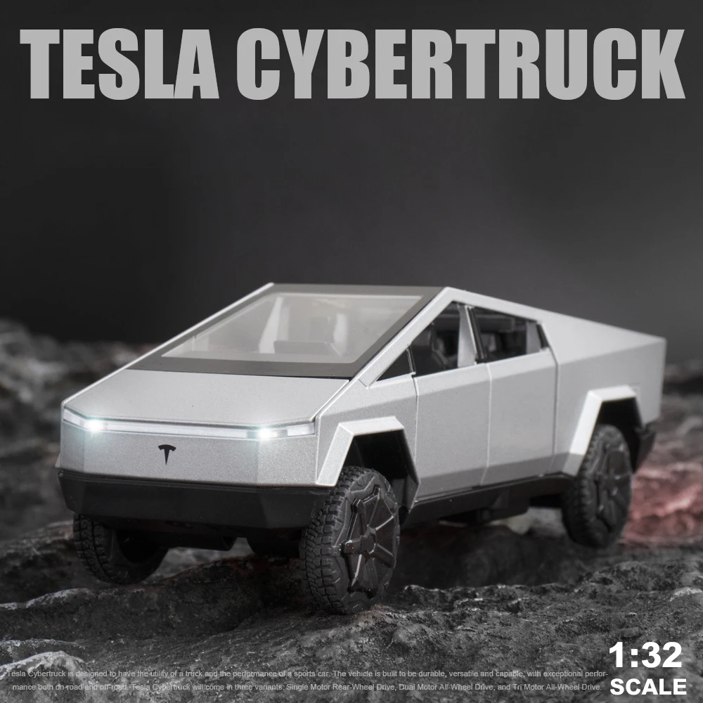 1:32 Tesla Cybertruck Pickup Alloy Car Model Diecast Toy Vehicle Sound and Light Simitation Cars Model Toys Gift