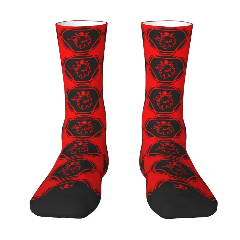 Custom Sweden Saabs Scanias Mens Crew Socks Unisex Kawaii 3D Printing Heavy Lorries Dress Socks