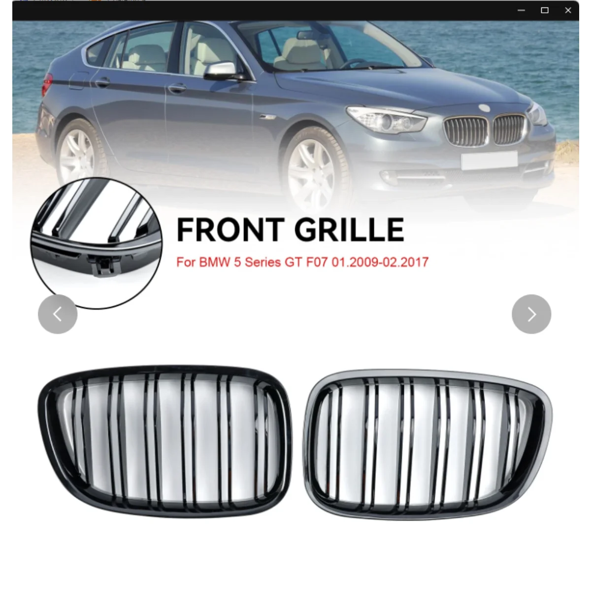 

Для BMW 5 серии F07 2, глянцевая черная двойная решетка, передний бампер левый + правый 51137200169 51137200170