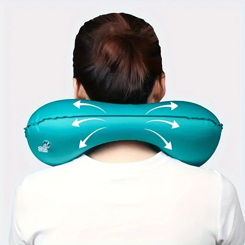 U Shape Neck Cushion Automatic Air Inflatable Pillow Compress Ring Pillow For Airplane Car Outdoor Travel