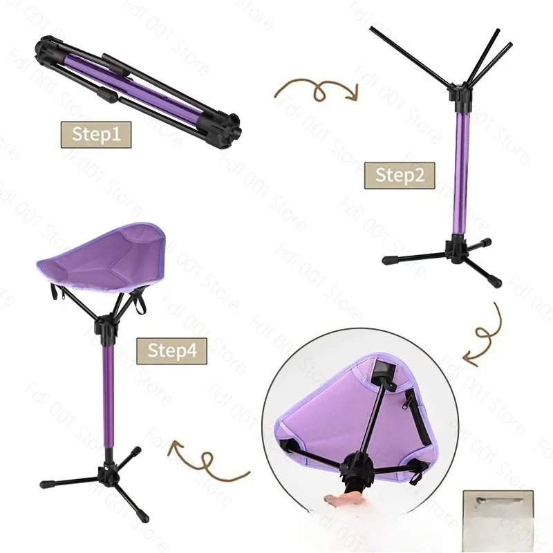 Outdoor Telescopic Folding Stool Portable Aluminum Alloy Camping Fishing Stool Lightweight for Hiking Queue Use