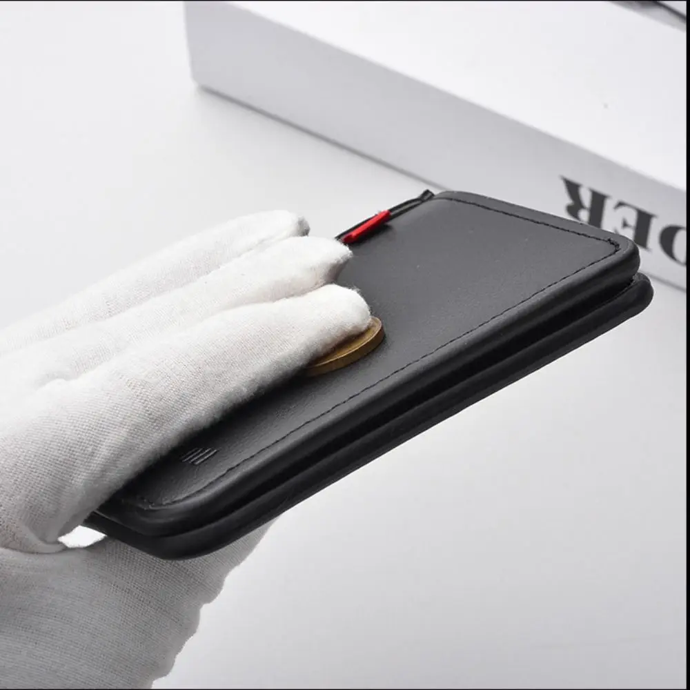 Minimalist PU Leather Retro Men's Wallet Ultra Thin Soft Multiple Pockets Lightweight Coin Purse Men
