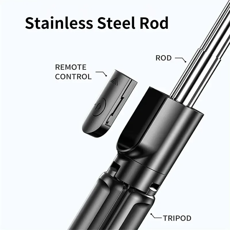 Selfie Stick With Light Wireless Tripod Stand Bluetooth Remote Extendable For Iphone Android Live Streaming Vlog Shooting gallery 4