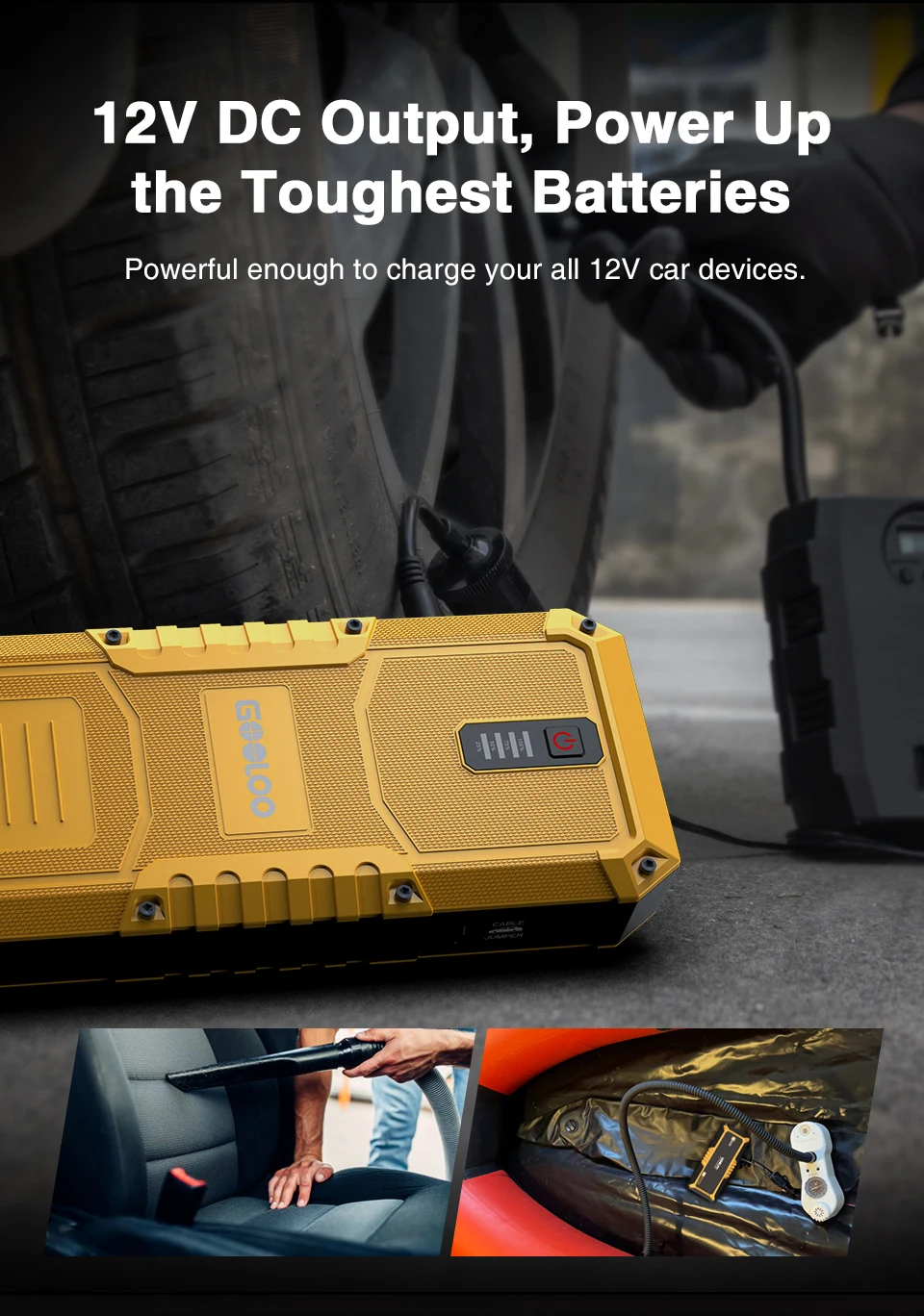 GOOLOO 20000mAh Auto-Starthilfe Powerbank 4000A Auto-Booster-Gerät Ladegerät Batterie Auto-Batterie Notfall-Starthilfe – Detail 5