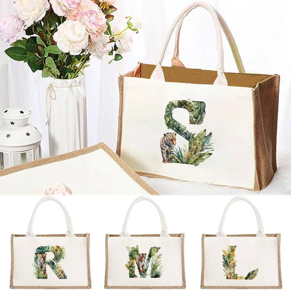

Сумки для покупок, портативная большая сумка, большая вместимость, джунгли, тигр, буквенный узор, модная пляжная уличная продуктовая сумка, повседневная сумка для хранения