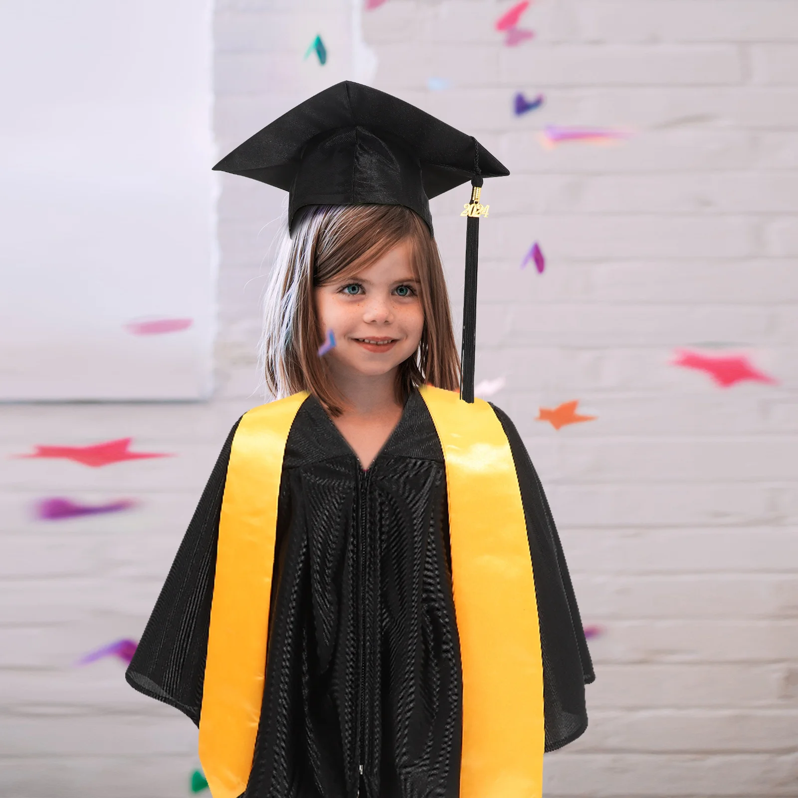 

1Set Childrens Graduation Cap Gown Set Cotton Material Suitable Various Ceremonies Graduation Gown for Kids Kids Academic Dress